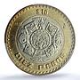 Mexico 10 pesos Republic KM-616 Aztec Sun MS 65 PCGS bimetal coin 1998