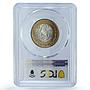Mexico 10 pesos Republic KM-553 Aztec Sun MS 67 PCGS bimetal coin 1992