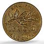 Albania Italian 0.10 lek Victor Emmanuel III KM-28 MS 63 PCGS AlBronze coin 1940