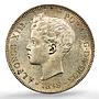 Spain 5 pesetas Alfonso XIII KM-707 Cal-27 Clean UNC PCGS silver coin 1898 SG V