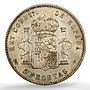 Spain 5 pesetas Alfonso XIII KM-707 Cal-27 Clean UNC PCGS silver coin 1898 SG V