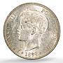 Spain 5 pesetas Alfonso XIII KM-707 Cal-28 MS 62 PCGS silver coin 1899 SG V