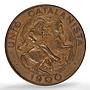 Catalonia Spain 10 centimos Catalanist Union Cal-133 AU 58 PCGS copper coin 1900