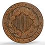 Catalonia Spain 5 centimos Catalanist Union Cal-132 MS 62 PCGS copper coin 1900
