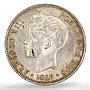 Spain 5 pesetas Alfonso XIII KM-707 Cal-28 AU 58 PCGS silver coin 1899 SG V