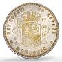 Spain 5 pesetas Alfonso XIII KM-707 Cal-28 AU 58 PCGS silver coin 1899 SG V