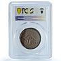 Australia 1 penny George VI Broadstruck Mint Error AU58 PCGS bronze coin 1949