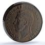 Australia 1 penny George VI Broadstruck Mint Error AU58 PCGS bronze coin 1949