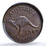 Australia 1 penny George VI Broadstruck Mint Error AU58 PCGS bronze coin 1949