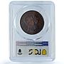 Belgium 10 centimes Leopold I Henriette Marriage MS63 PCGS copper coin 1853