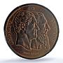 Belgium 5 francs Leopold I II 50 Years History KM-8a UNC PCGS copper coin 1880