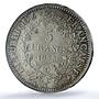 France 5 francs Hercules Liberty Equality Fraternity MS62 PCGS silver coin 1873