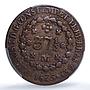 Brazil 37 1/2 reis King Pedro Peter I Golden Vintem XF45 PCGS copper coin 1825