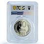 Bulgaria 50 leva Republic KM-182 Arms PR 68 PCGS NiBrass coin 1989