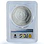 Mexico 5 pesos Mascaron Dios Chaac Precolombina MS 67 PCGS silver coin 1994