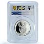 South Africa 10 cents Black Rhinoceros KM-356 Fauna PR 67 PCGS silver coin 2003