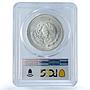 Mexico 1 onza Libertad Type 1 PLATA PURA KM-494.2 UNC PCGS silver coin 1991
