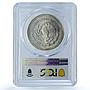 Mexico 1 onza Libertad Type 1 PLATA PURA KM-494.1 UNC PCGS silver coin 1987