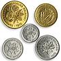 Madagascar set of 5 coins 10th Anniversary of Independence aluminium-bronze 1970