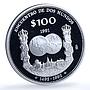 Mexico 100 pesos Columnaria KM-540 Ibero-American Ship silver coin 1991