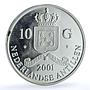 Netherlands Antilles 10 gulden Dandolo Ducato Gilt KM-57 proof silver coin 2001