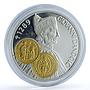 Netherlands Antilles 10 gulden Dandolo Ducato Gilt KM-57 proof silver coin 2001