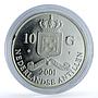 Netherlands Antilles 10 gulden Dandolo Ducato Gilt KM-57 proof silver coin 2001