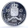 Netherlands Antilles 10 gulden Dandolo Ducato Gilt KM-57 proof silver coin 2001