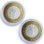 Mexico 100 pesos x 2 Set Colima State KM-729 Federation bimetal coins 2005