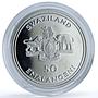 Swaziland 50 emalangeni Independence Gilt KM-20 Mswati III  silver coin 1998