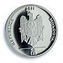 Moldova 50 lei Spoonbill KM-68 Red Book Fauna Bird PR 70 PCGS silver coin 2011