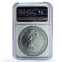 Turks Caicos Islands 20 crowns Queen Victoria KM-14 MS 69 NGC silver coin 1976