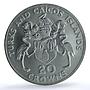 Turks Caicos Islands 20 crowns Churchill KM-2 MS 69 NGC silver coin 1974