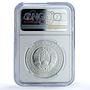 Belarus 20 roubles Belarusbank KM-70 Anniversary PF 69 NGC silver coin 2002