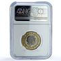 Isle of Man 2 pounds Youth Games KM-1476 Tosha Cat MS 66 NGC bimetal coin 2011