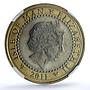 Isle of Man 2 pounds Youth Games KM-1476 Tosha Cat MS 66 NGC bimetal coin 2011