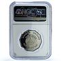 Iraq 1 dinar Air Forces KM-153 Military Hussein Plane PF 64 NGC nickel coin 1981