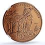 Laos 10 kip Tiger KM-54 Wildlife Fauna Cat MS 66 NGC copper coin 1991