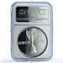 Mexico Football World Cup Eagle Obv. Jules Rimet 23g PF 68 NGC silver medal 1970