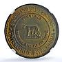 Ras al-Khaimah Rome Centennial SPQR MS 63 NGC brass medal 1970