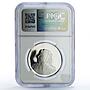 Bahrain 5 dinars Gazelle WWF Wildlife Fund Fauna PF70 NGC silver coin 1986