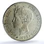 Spain 5 pesetas Alfonso XIII KM-707 Cal-28 MS 61 PCGS silver coin 1899 SG V