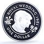 Bermuda 1 dollar Wedding KM-28a Charles Diana Flowers proof silver coin 1981
