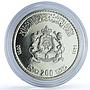 Morocco 200 dirhams Independence Y#89 Anniversary BU silver coin 1990