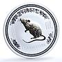 Australia 1 dollar Year Rat 2008 Gilt KM-1755b Lunar Mouse silver coin 2007