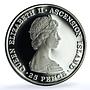 Ascension Island 25 pence Wedding KM-3a Charles Diana Turtle silver coin 1981