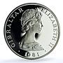 Gibraltar 1 crown Wedding KM-14a Charles Diana proof silver coin 1981