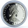 Gibraltar 1 crown Wedding KM-14a Charles Diana proof silver coin 1981