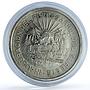 Mexico 5 pesos Opening Southern Railroad KM-466 Train silver coin 1950