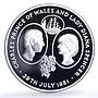 Saint Helena 25 pence Wedding KM-9a Charles Diana Ship proof silver coin 1981